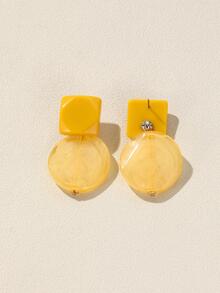 1對時尚合成樹脂方形和釘珠耳墜適合女士日常裝飾 - 彩色 - 查看 2