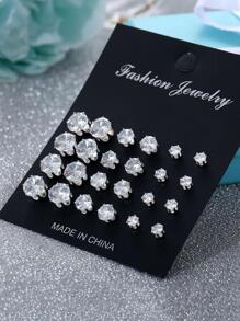 24 peças/conjunto Brincos de orelha moda vidro decoração de strass para mulheres para presente de namoro