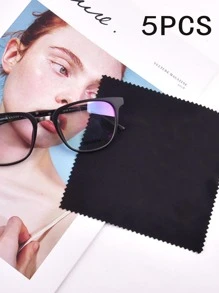 5 Cái/bộ Polyester Vải Lau Kính, Màu Đen Cổ Điển Khăn Lau Kính Cho Cuộc Sống Hàng Ngày - màu đen - Xem 1