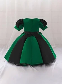 Trang phục chính thức, Baby Satin Black Green Patchwork Design Trang phục tiệc sinh nhật thanh lịch - Nhiều màu - Xem 2