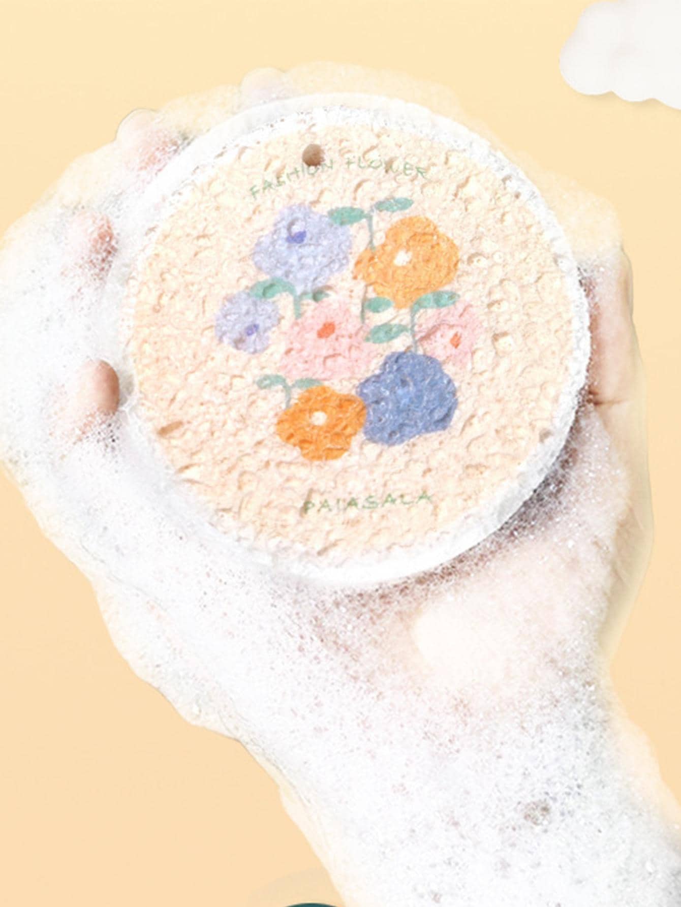 3pcs/set Polyester Sponge, Modern Flower Pattern Round Shaped Scouring Pad For Kitchen - Multicolor - View 1