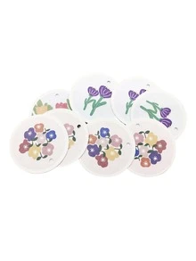3pcs/set Polyester Sponge, Modern Flower Pattern Round Shaped Scouring Pad For Kitchen - Multicolor - View 3