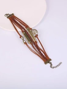 1 pieza de pulsera en capas de decoración rectangular con detalle de letras de aleación de Zinc a la moda para hombres para la vida diaria, para regalo de joyería y fiesta