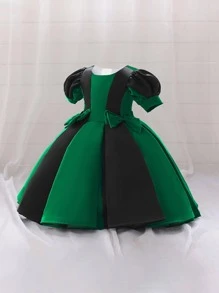 Trang phục chính thức, Baby Satin Black Green Patchwork Design Trang phục tiệc sinh nhật thanh lịch - Nhiều màu - Xem 3