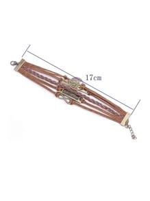 1 pieza de pulsera en capas de decoración rectangular con detalle de letras de aleación de Zinc a la moda para hombres para la vida diaria, para regalo de joyería y fiesta