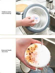 3pcs/set Polyester Sponge, Modern Flower Pattern Round Shaped Scouring Pad For Kitchen - Multicolor - View 6