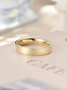 Fashion Titanium Steel Minimalist Ring For Men Women For Daily Life, For Jewelry Gift And Party - Gold - View 1