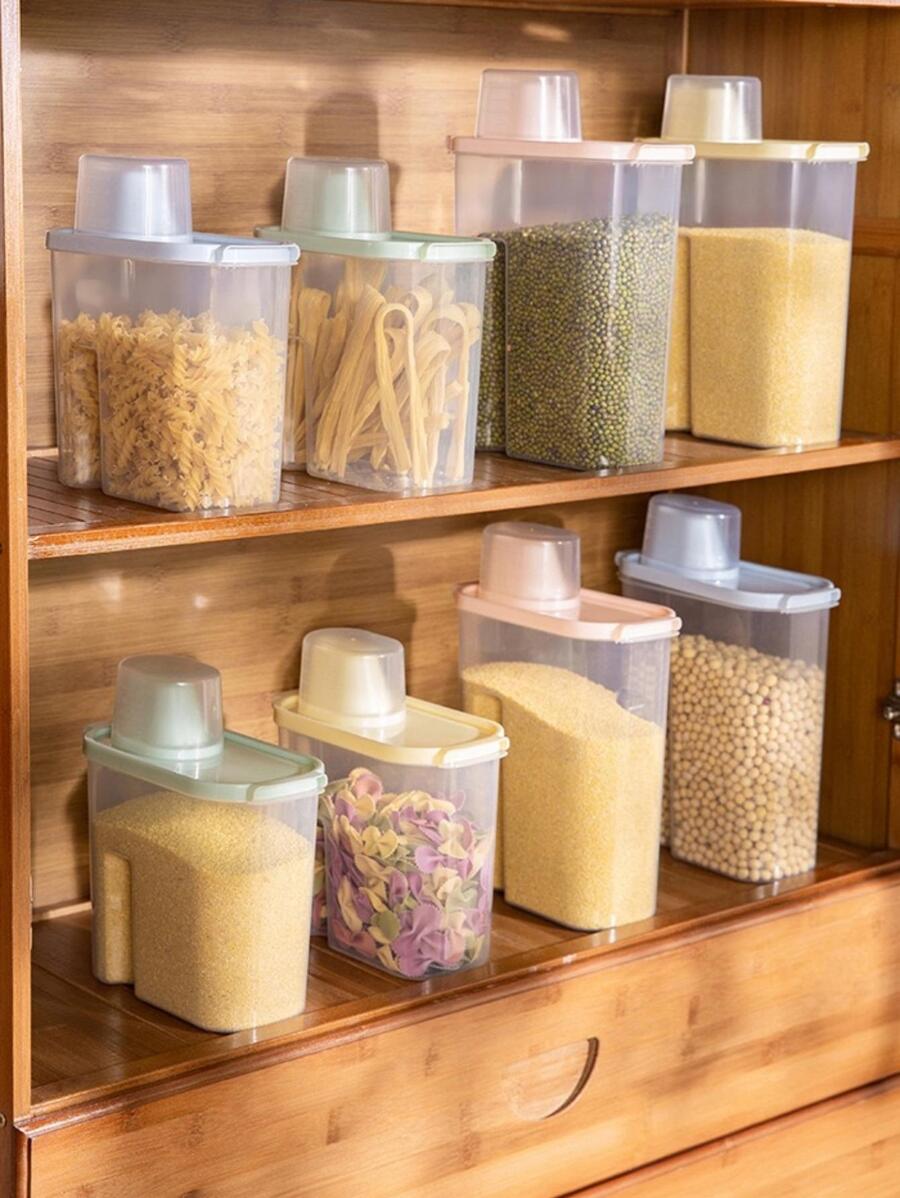 1入組塑料食品儲物罐廚房用透明食品儲物盒 - 無色 - 查看 1
