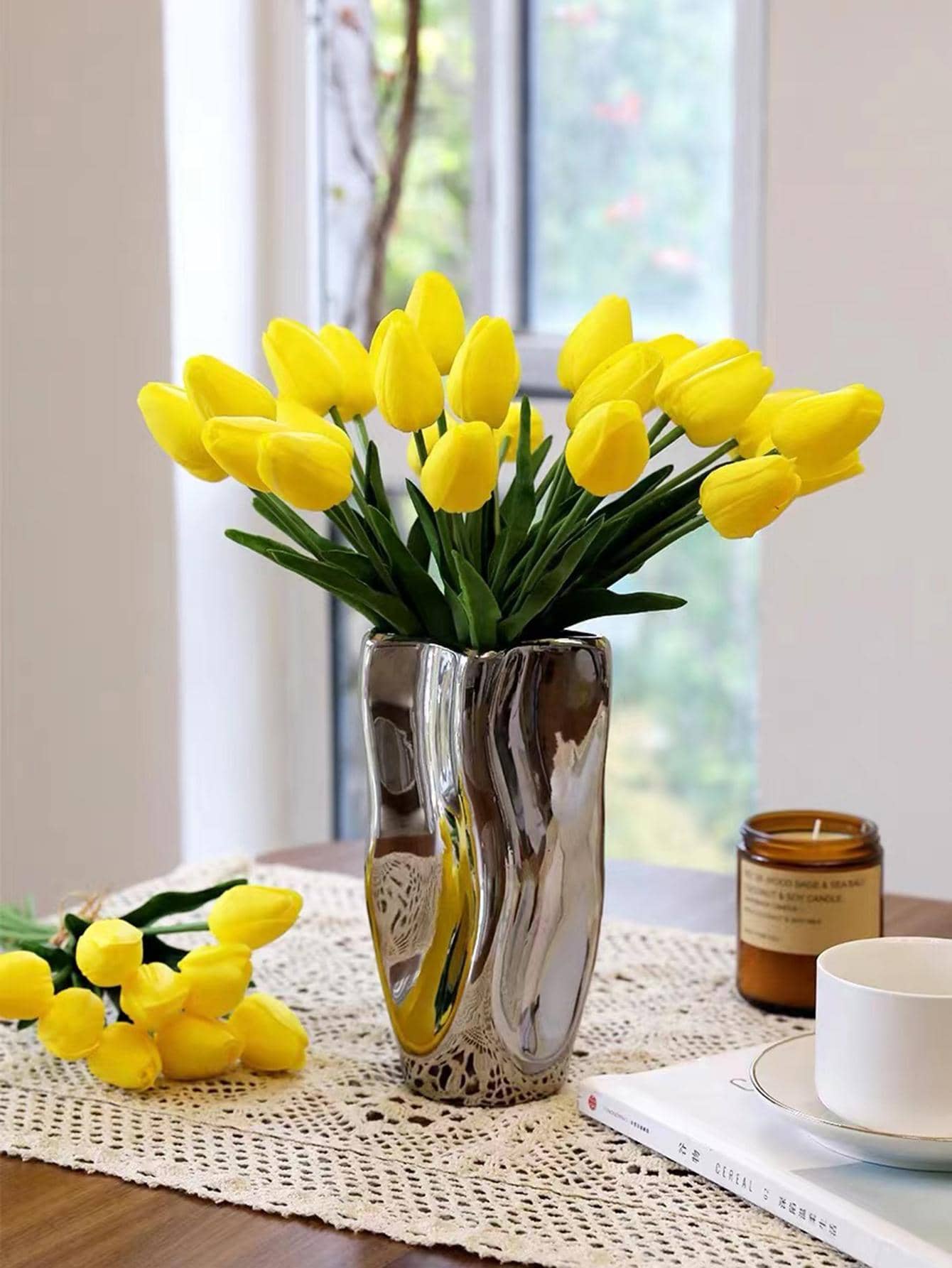 1pc/5pcs Tulip, Realistic PU Material Artificial Flower, Valentine's Day Gift, Suitable For Modern Home Table Centerpiece Decoration, Romantic Wedding Decoration Flower