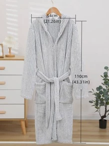 1 件珊瑚绒柔软吸水连帽浴袍、睡袍、家居服、晨衣、睡衣 - 綠色 - 查看 11