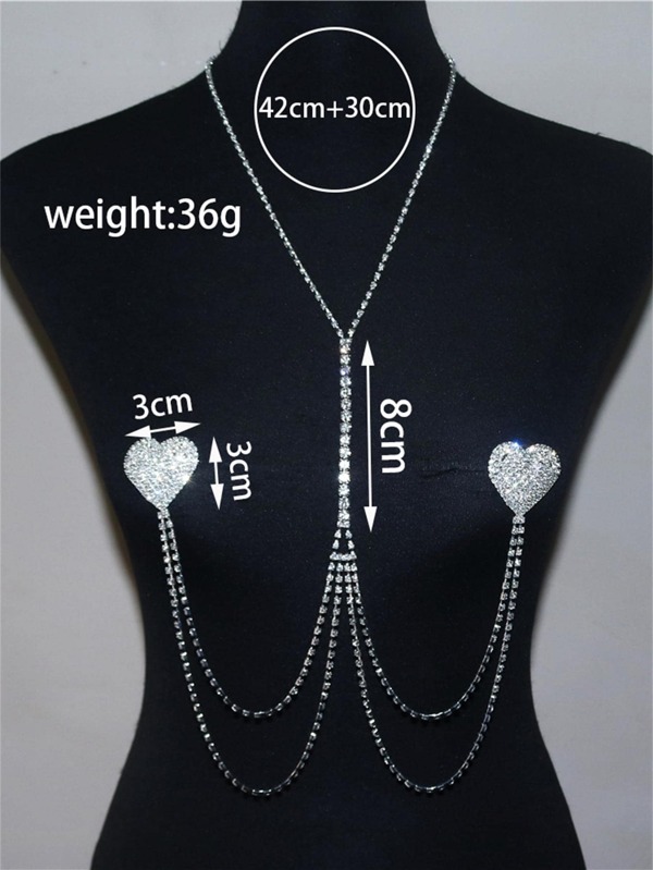 Rhinestone Heart Decor Chain Nipple Pasties SHEIN USA
