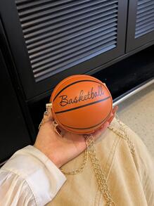 MOBAOFANG Mini Circle Bag PU Basketball Design Fashionable - Brown - View 1