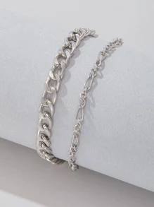 1 Miếng Thời trang Hợp kim kẽm Tối giản Vòng đeo tay nhiều lớp Cho nam giới Đối với Qủa tặng Punk Hip Pop Phong cách , Đối với Đồ trang sức Qủa tặng Và Buổi tiệc - Bạc - Xem 2