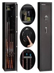 Gun Safe,GH145, Quick Access 5-6 Gun Large Rifle Gun Security Cabinet for Rifle Shotgun Firearms with/without Optics with Pistol Lock Box, Removable Storage Shelf - Black - View 2