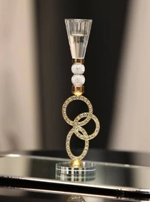 1PC giữ nến pha lê nhân tạo, nến trang trí rhinestone thanh lịch cho nhà, trang trí tiệc tùng - Vàng - Xem 5