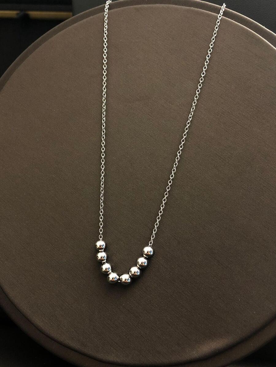 Fashionable Stainless Steel Bead Charm Necklace For Women For Daily Decoration
