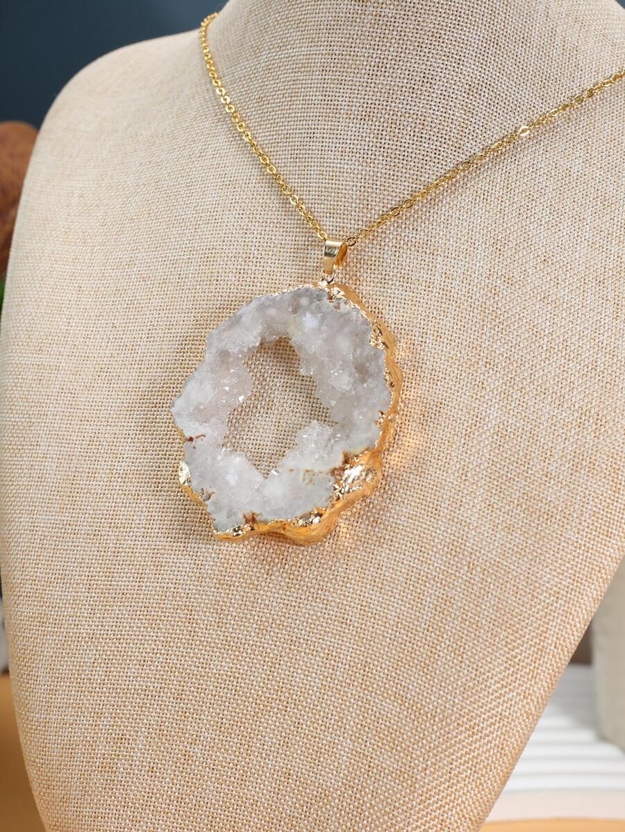 1 chiếc vòng cổ pha lê thời trang bất đối xứng dành cho nam nữ dùng để trang trí hàng ngày, làm quà tặng trang sức và dự tiệc - trắng - Xem 1