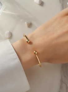 1pc Square Open Bangle Bracelet Set, Fashionable High-End Personalized Accessories - Gold - View 11