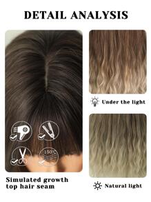 7JHH WIGS 自然棕色渐变金色长波浪合成假发带刘海适合女士女孩日常使用派对角色扮演 - 彩色 - 查看 7