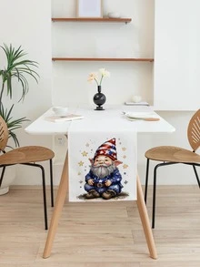 1pc Independence Day Gonk Pattern Table Runner, Cartoon Cute Polyester Kitchen Table Runner For Holiday - Multicolor - View 2