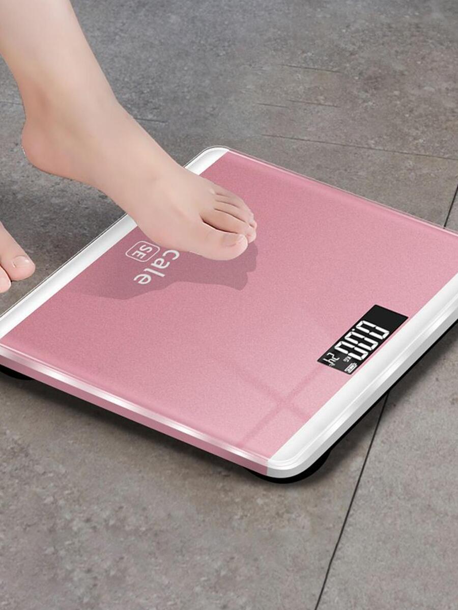1入組鋼化玻璃電子秤，現代主義字母圖形家用電子秤 - 粉色 - 查看 1