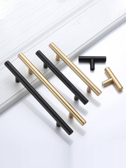 1pc/4pcs Black Golden Cupboard Handle Brushed Stainless Steel Kitchen Cabinet Door Knob Furniture Drawer Pull Hardware Pulls T Bar Handle