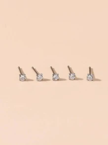 5 piezas Aro para la nariz con diseño de diamante de imitación - Plateado - Ver 2