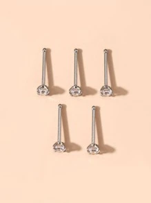 5 piezas Aro para la nariz con diseño de diamante de imitación - Plateado - Ver 3