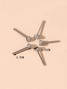 5 piezas Aro para la nariz con diseño de diamante de imitación - Plateado - Ver 4