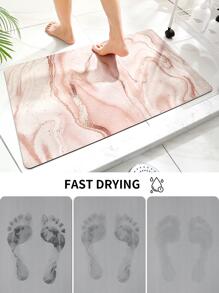 Thảm Tắm Họa Tiết Đá Cẩm Thạch, Bắc Âu Polyester Chống Trơn Trượt Thấm Hút Thảm Nhà Tắm Cho Phòng Tắm - Hồng - Xem 2