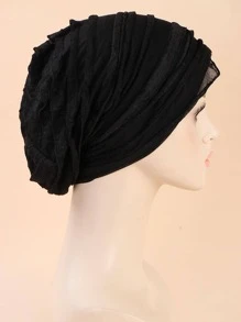 1pc Solid Ruched Decor Slouchy Beanie Classic Head Wrap Windproof Beanies For Women Bonnet Hair Bonnet Turban
