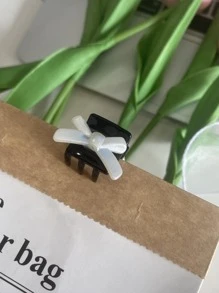 4 chiếc nơ nữ trang trí kẹp tóc thời trang làm quà tặng bạn gái - Đen và trắng - Xem 4