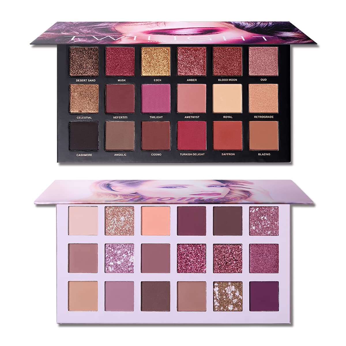 UCANBE TwilightDusk + Aromas Nude Eyeshadow Palette Makeup Set, Matte Shimmer Glitter Pressed Pearl All Highly Pigmented Blending Powder, Natural Velvet Texture Eye Shadow Kit - 彩色 - 查看 1