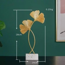 Gold Metal Leaf Wall Decor Wall Ornaments for Bedroom Hanging Parts Hotel Wall Decoration-Large - 金色 - 查看 2