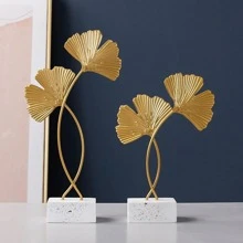 Gold Metal Leaf Wall Decor Wall Ornaments for Bedroom Hanging Parts Hotel Wall Decoration-Large - 金色 - 查看 4