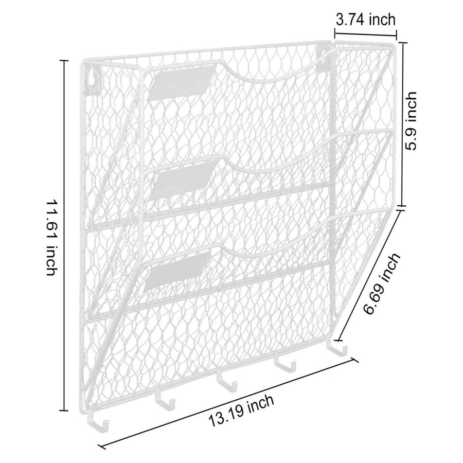 Wall File Holder Superbpag Hanging Mail Sorter Organizer 3Tier Metal