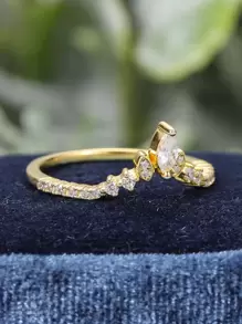 1pc Exquisite Cubic Zirconia Decor Silver Ring For Women For Daily Decoration