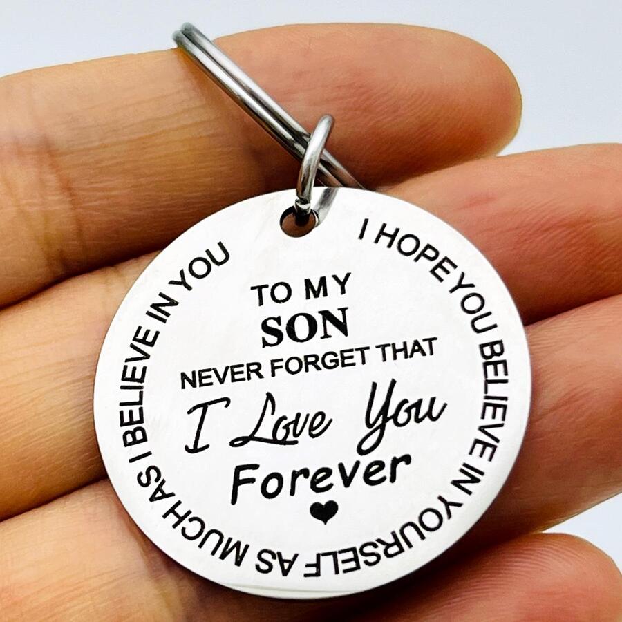 獻給我的兒子女兒,啟發他們畢業禮物鑰匙扣禮物,適用於青少年聖誕老人好禮 - 銀色 - 查看 1