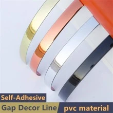 1.1CM*5M PVC Self-Adhesive Decoration Line Tile Gap Stickers Frame Decoration Line Background Wall Decor Waterproof Edge Strips Tape - Silver - View 1
