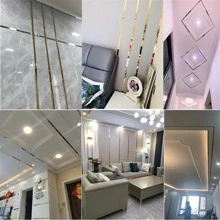 1.1CM*5M PVC Self-Adhesive Decoration Line Tile Gap Stickers Frame Decoration Line Background Wall Decor Waterproof Edge Strips Tape - Silver - View 3
