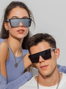 2pairs Geometric Frame Fashion Glasses - Black - View 1