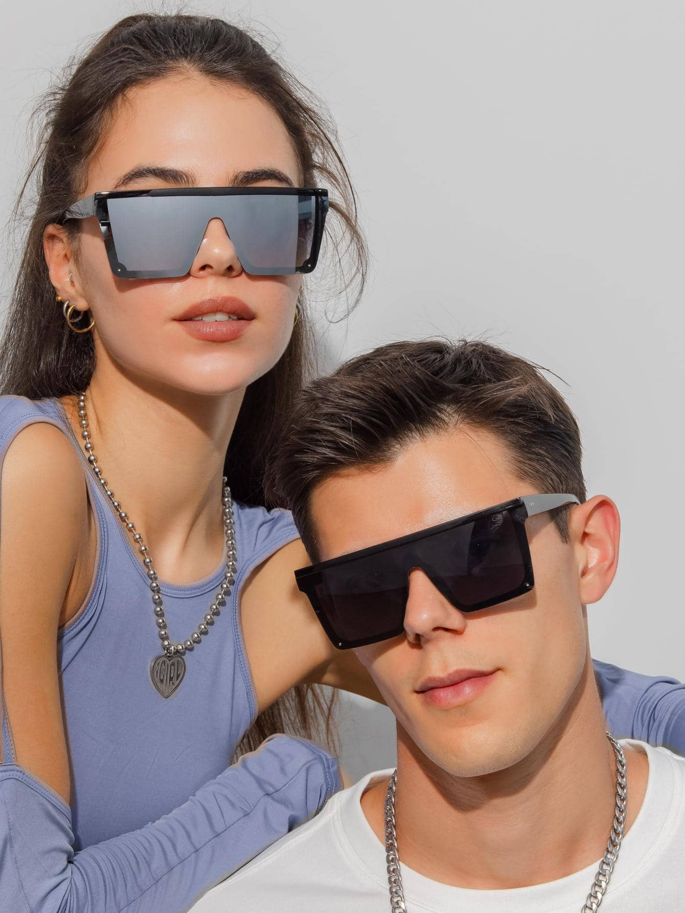 2pairs Geometric Frame Fashion Glasses - Black - View 1