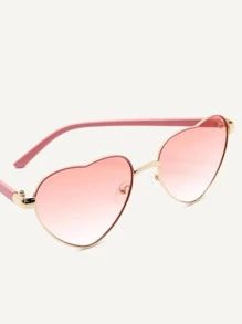 1pc Metal Frame Heart Decoration Fashion Glasses - Ombre - View 2