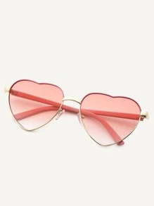 1pc Metal Frame Heart Decoration Fashion Glasses - Ombre - View 4