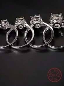 Nhẫn bạc trang trí Moissanite tinh tế được tạo ra trong phòng thí nghiệm dành cho phụ nữ để trang trí hàng ngày - màu đen - Xem 6