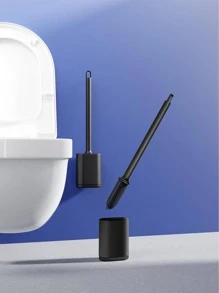 1pc TPR Toilet Cleaning Brush, Modern Punch-free Wall Mounted Toilet Brush For Bathroom - White - View 1