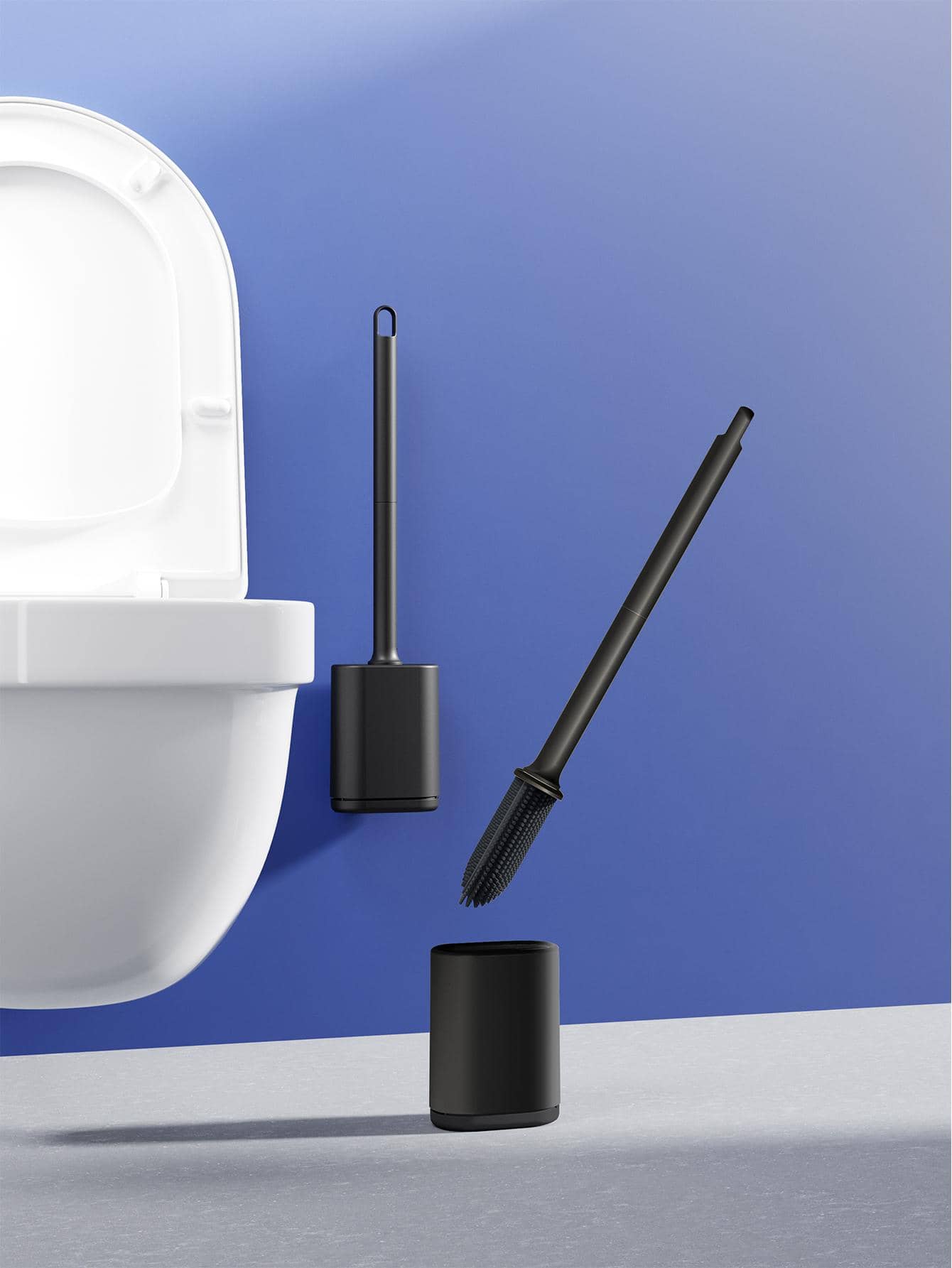 1pc TPR Toilet Cleaning Brush, Modern Punch-free Wall Mounted Toilet Brush For Bathroom - White - View 1