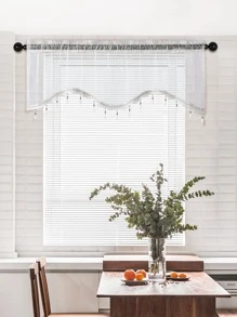 1 hạt trang trí cửa sổ đường viền bằng vải, rèm polyester hiện đại đường viền bằng vải cho gia đình - trắng - Xem 1