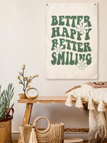 1pc Floral & Letter Graphic Tapestry, Modern Fabric Tapestry Poster Wall Hanging For Bedroom Aesthetic