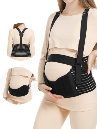 1pc Breathable Elastic Comfortable Breathable Back Support Shoulder Strap Pregnant Belly Support Belt